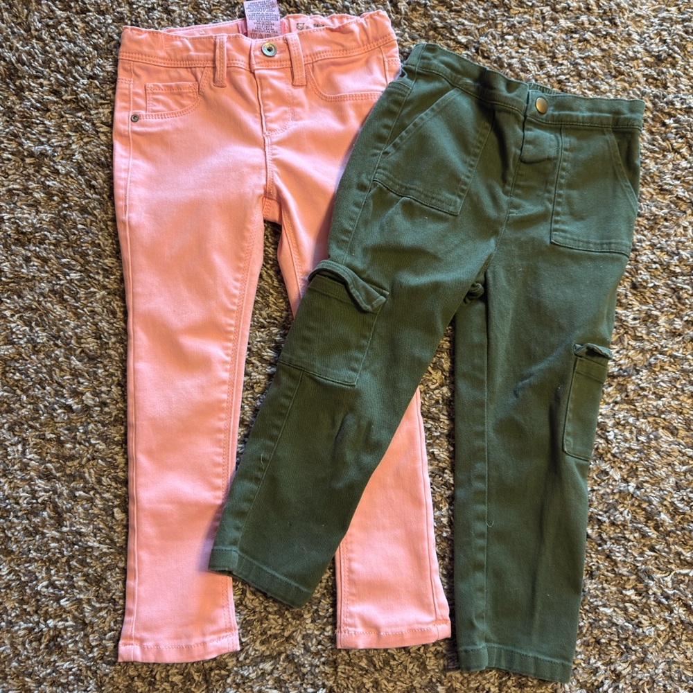 Wonder Nation Pink and Green Kids Jeans